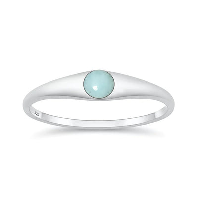 Sterling Silver Polished Larimar Solitaire Ring