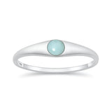 Sterling Silver Polished Larimar Solitaire Ring