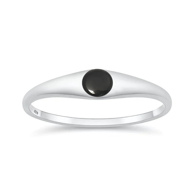 Sterling Silver Polished Black Onyx Solitaire Ring