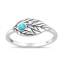 Load image into Gallery viewer, Sterling Silver Oxidized And Polished 8mm Leaf Genuine Turquoise Stone Ring
