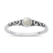 Load image into Gallery viewer, Sterling Silver Oxidized And Polished Vintage Swirl Moonstone Ring