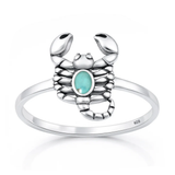 Sterling Silver Oxidized And Polished Scorpion Genuine Turquoise Stone Ring