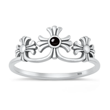 Sterling Silver Oxidized And Polished Crosses Black Onyx Stone Ring