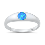 Sterling Silver Polished Blue Lab Opal Ring