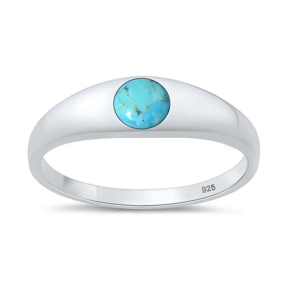 Sterling Silver Polished Turquoise Stone Ring