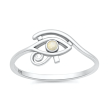 Load image into Gallery viewer, Sterling Silver Oxidized And Polished Eye Of Horus Moonstone Stone Ring