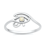 Sterling Silver Oxidized And Polished Eye Of Horus Moonstone Stone Ring