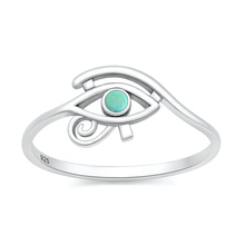 Load image into Gallery viewer, Sterling Silver Oxidized And Polished Eye Of Horus Genuine Turquoise Stone Ring
