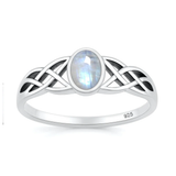 Sterling Silver Oxidized And Polished Celtic Moonstone Stone Ring