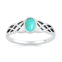 Load image into Gallery viewer, Sterling Silver Oxidized And Polished Celtic Genuine Turquoise Stone Ring