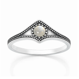 Sterling Silver Oxidized And Polished Moonstone Ring