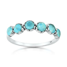 Load image into Gallery viewer, Sterling Silver Oxidized And Polished 4.7mm Turquoise Stone Ring