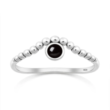 Load image into Gallery viewer, Sterling Silver Oxidized And Polished Lotus Crown Black Onyx Stone Ring