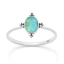 Load image into Gallery viewer, Sterling Silver Oxidized And Polished Oval Turquoise Stone Ring
