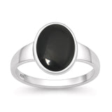 Sterling Silver Oxidized And Polished Black Onyx Stone Oval Ring