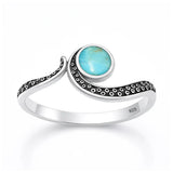 Sterling Silver Oxidized And Polished Tentacles Turquoise Stone Ring