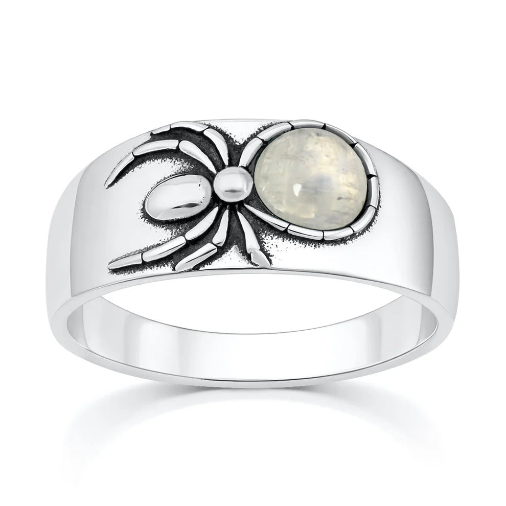 Sterling Silver Oxidized And Polished Spider Larimar Stone Ring