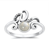 Sterling Silver Oxidized And Polished Octopus Tentacles Moonstone Ring