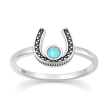 Sterling Silver Oxidized And Polished Horseshoe Turquoise Stone Ring