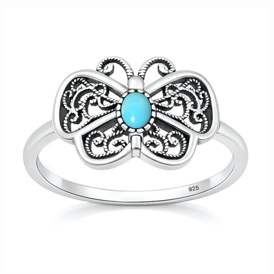 Sterling Silver Oxidized And Polished Tree Of Life Black Onyx Stone Ring