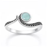 Sterling Silver Oxidized And Polished Tentacle Larimar Stone Ring