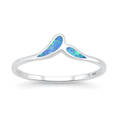 Sterling Silver Rhodium Plated Blue Lab Opal Ring