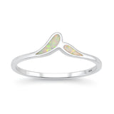 Sterling Silver Rhodium Plated White Lab Opal Ring