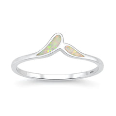 Sterling Silver Rhodium Plated White Lab Opal Ring