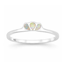 Load image into Gallery viewer, Sterling Silver Polished Triple Tear Drop White Lab Opal Ring