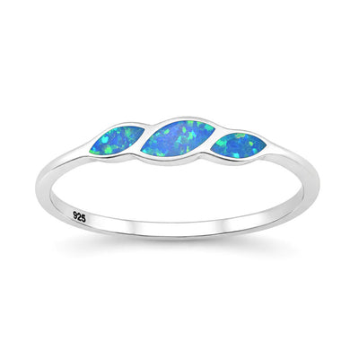Sterling Silver Polished Blue Lab Opal Ring
