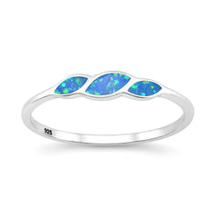 Sterling Silver Polished Blue Lab Opal Ring