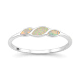 Sterling Silver Polished White Lab Opal Ring