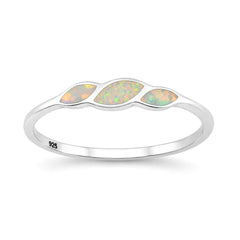 Sterling Silver Polished White Lab Opal Ring