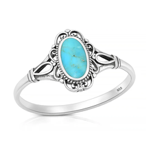 Load image into Gallery viewer, Sterling Silver Oxidized And Polished Vintage Boho Turquoise Stone Ring