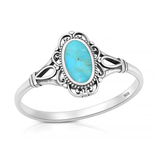 Sterling Silver Oxidized And Polished Vintage Style Filigree Turquoise Stone Ring