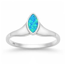 Load image into Gallery viewer, Sterling Silver Oxidized And Polished Marquise Blue Lab Opal Ring