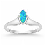 Sterling Silver Oxidized And Polished Marquise Blue Lab Opal Ring
