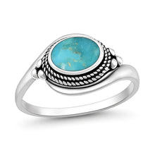 Load image into Gallery viewer, Sterling Silver Oxidized And Polished Turquoise Stone Ring