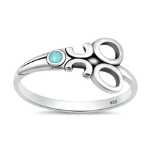 Load image into Gallery viewer, Sterling Silver Oxidized And Polished Scissors Turquoise Stone Ring