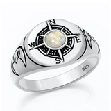 Sterling Silver Oxidized And Polished Stacked Turquoise Stone Ring