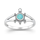 Sterling Silver Oxidized And Polished Turtle Turquoise Stone Ring