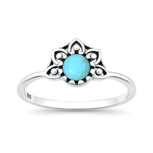 Load image into Gallery viewer, Sterling Silver Oxidized And Polished Henna Turquoise Stone Ring