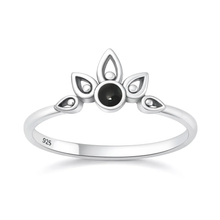 Load image into Gallery viewer, Sterling Silver Oxidized And Polished Boho Crown Turquoise Stone Ring