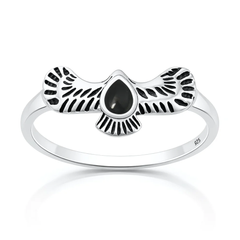 Sterling Silver Oxidized And Polished Cheetah Blue Lab Opal Ring