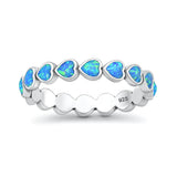 Sterling Silver Oxidized And Polished Hearts Blue Lab Opal Ring