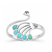 Load image into Gallery viewer, Sterling Silver Oxidized And Polished Peacock Turquoise Ring