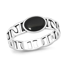 Load image into Gallery viewer, Sterling Silver Oxidized And Polished Mariner Band Black Onyx Ring