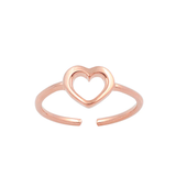 Sterling Silver Rose Gold Plated Heart Toe Ring