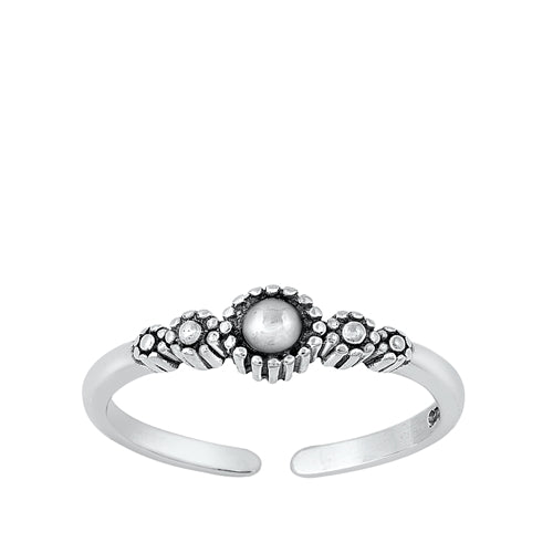 Sterling Silver Oxidized 3.7mm Bali Toe Ring