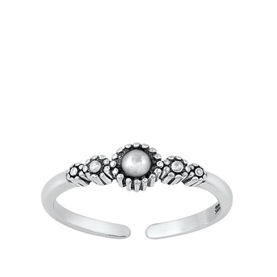 Sterling Silver Oxidized 3.7mm Bali Toe Ring